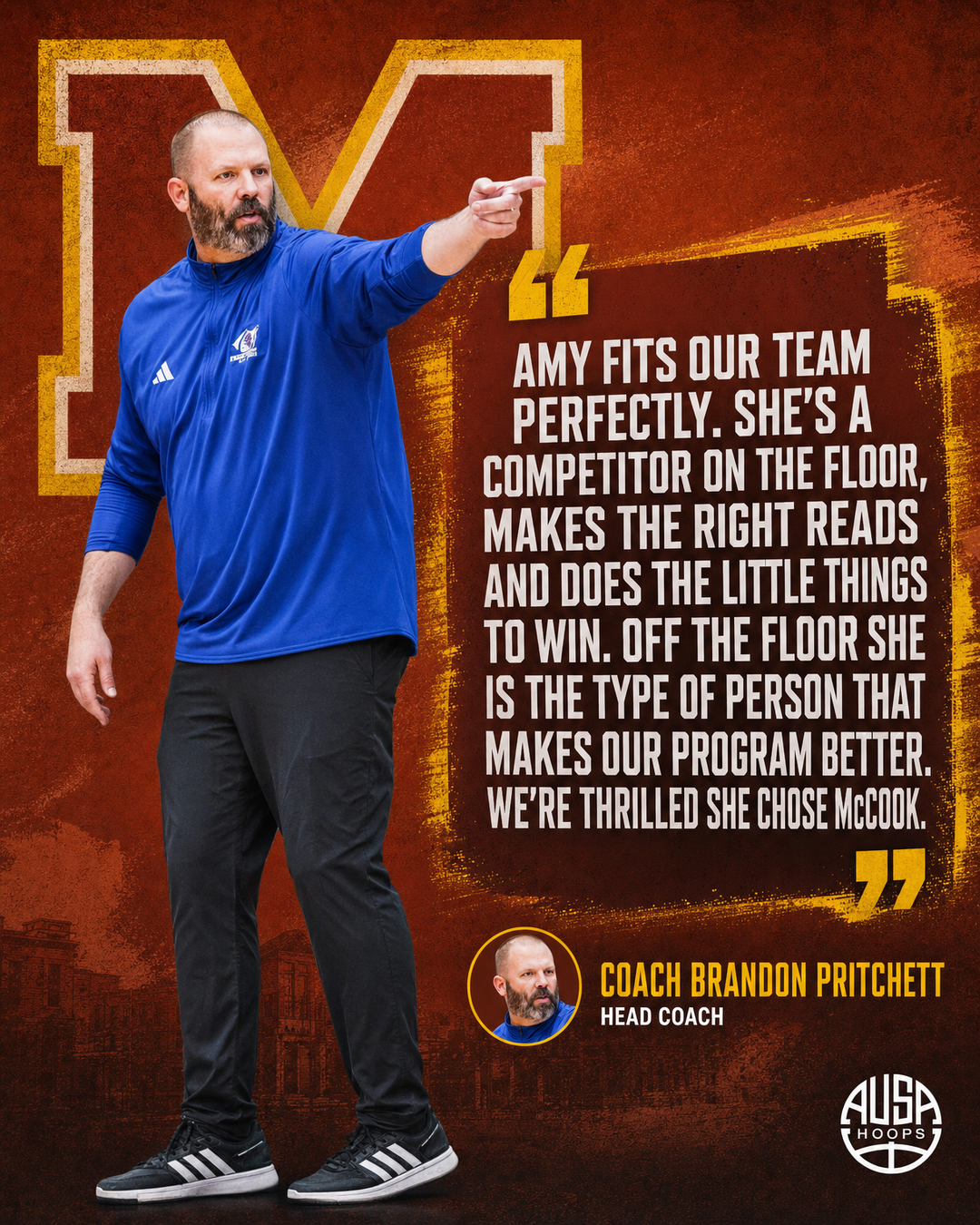 Amy Noy Commits to McCook College Women's Basketball, quote graphic