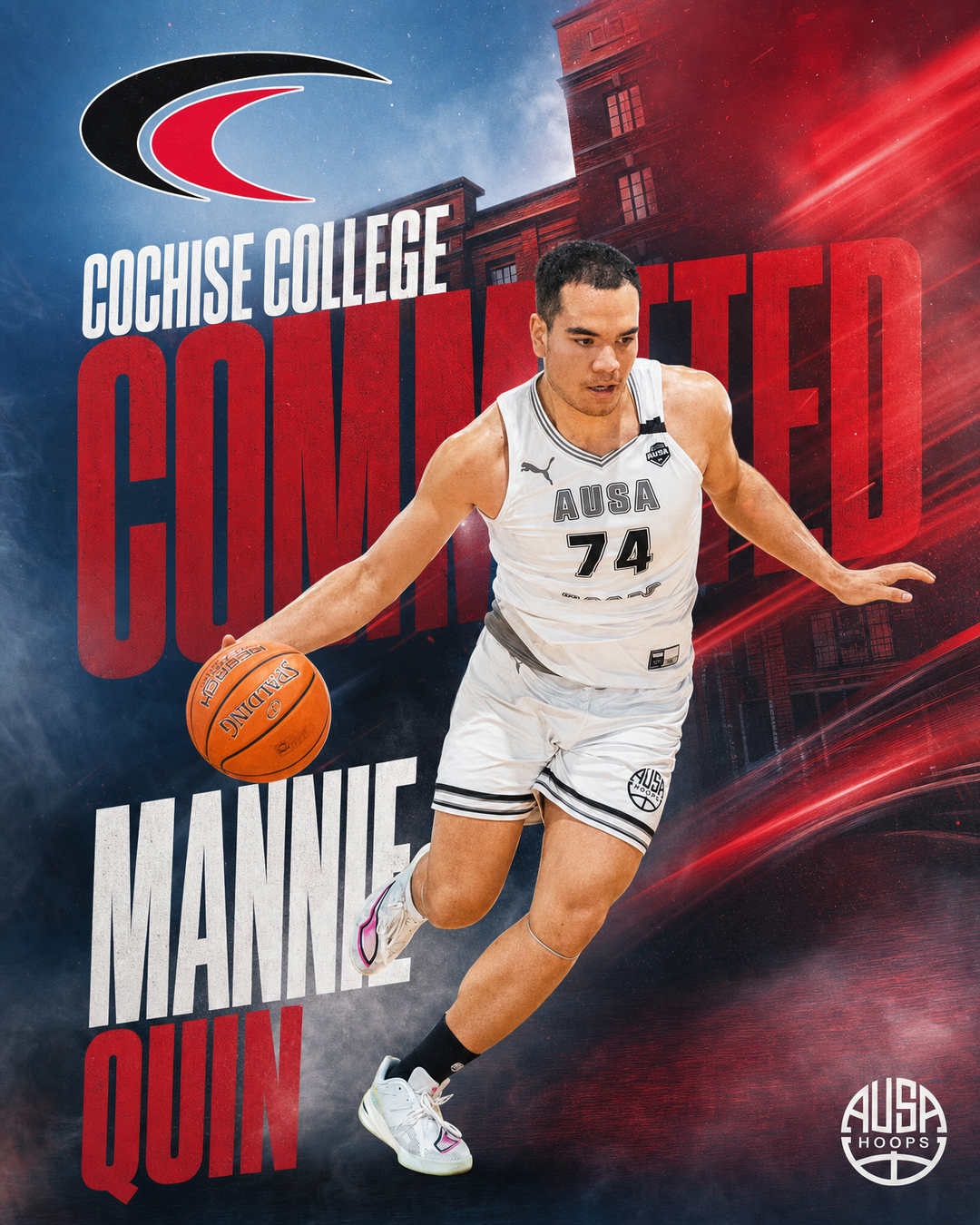 Mannie Quin Commits to Cochise College Men's Basketball: commitment graphic