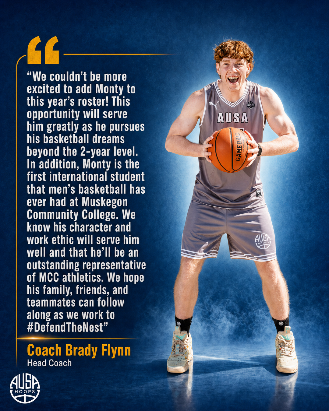 Monty Darwin Commits to Muskegon Community College Basketball, quote graphic