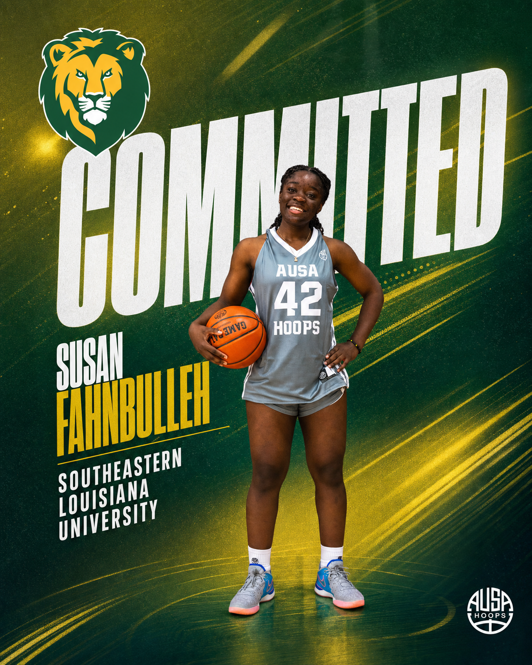 Susan Fahnbulleh Commits to Southeastern Louisiana University, commitment graphic