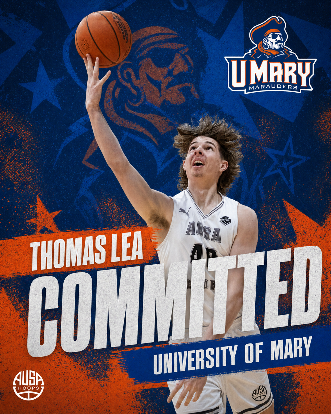 Thomas Lea Commits to University of Mary Men's Basketball: commitment graphic