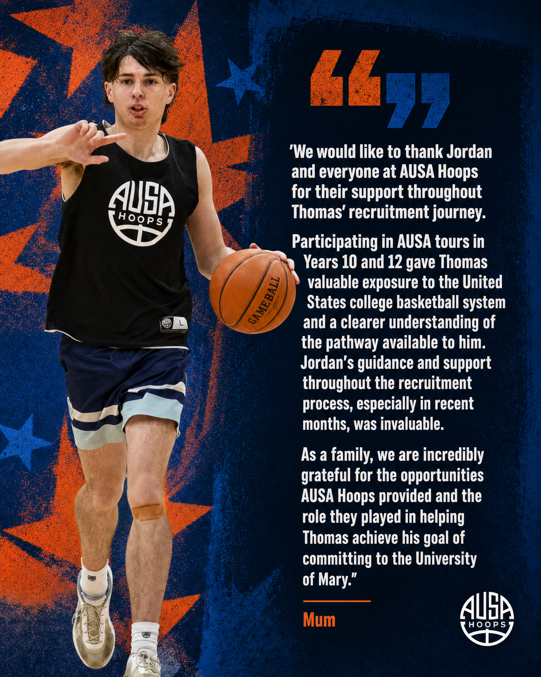 Thomas Lea Commits to University of Mary Men's Basketball: quote graphic